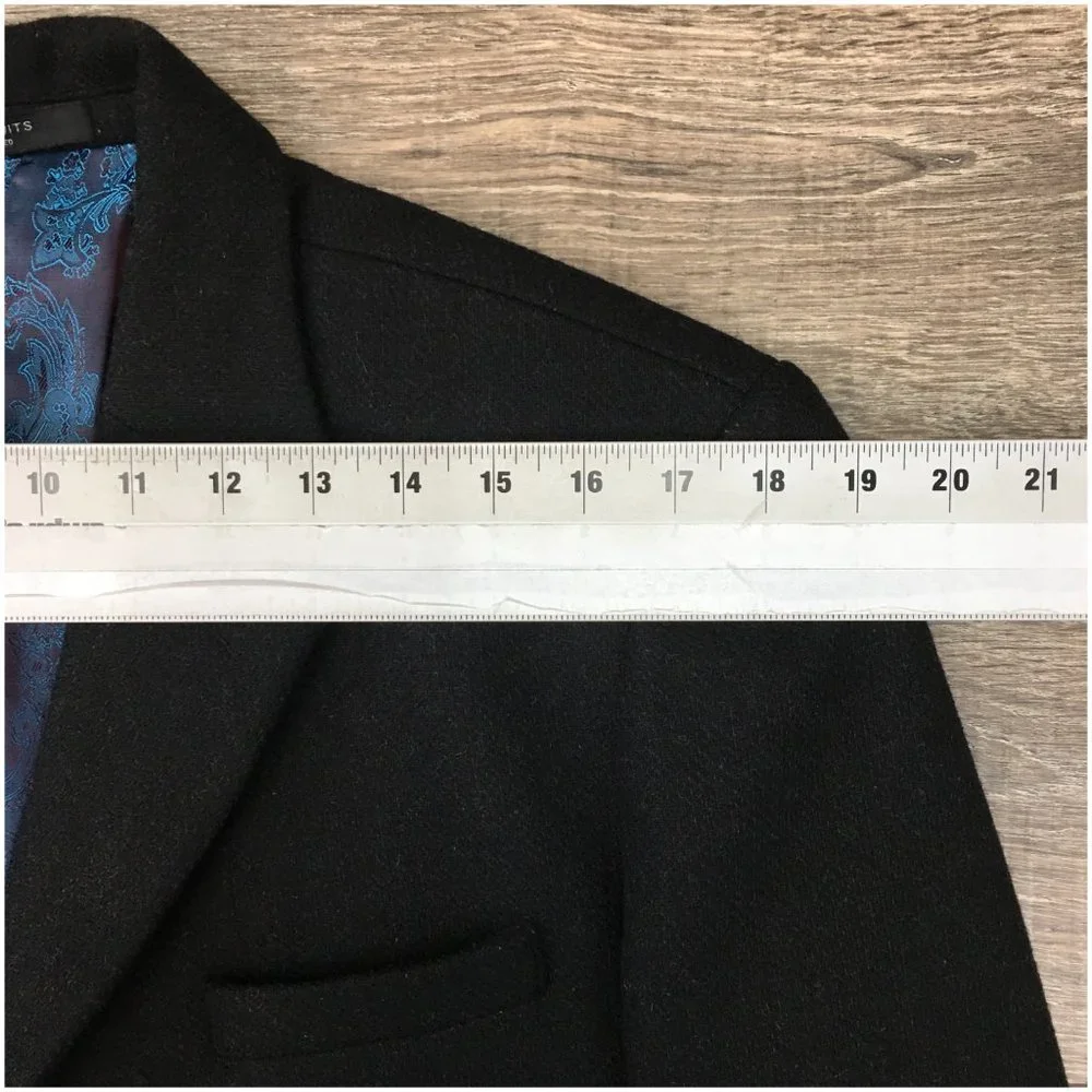 Studio Suits‎ Men's Long Coat Over Coat Wool Sports Jacket 40R Men Black Trench